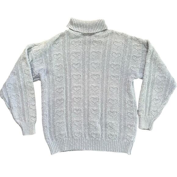 Vintage Eddie Bauer Women's White 100% Cotton Turtle Neck Sweater Size L - Picture 1 of 5